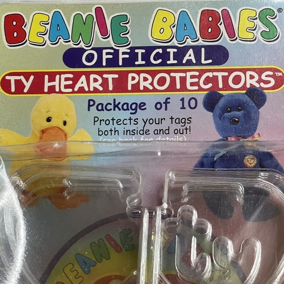 BEANIE BABIES HEART PROTECTORS QTY 10 PLASTIC TAG TABS OFFICIAL TY PRODUCT 1998 - Picture 3 of 15
